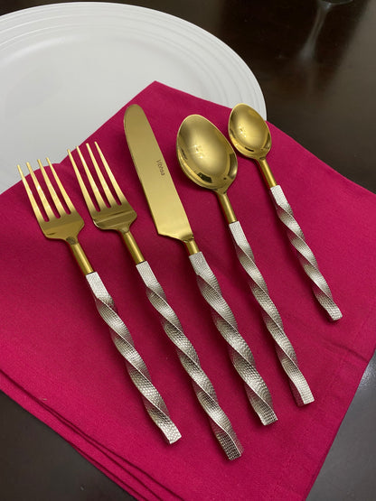 Vibhsa Gold Stainless Steel Flatware Set of 20 PC