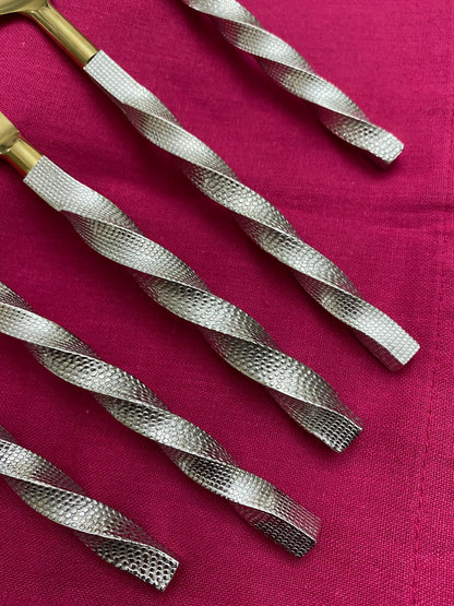 Vibhsa Gold Stainless Steel Flatware Set of 5 PC | Twisted Handle, Service for 1
