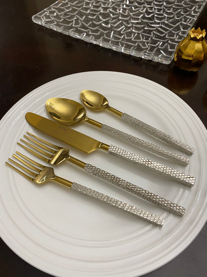 Vibhsa Designer Gold Stainless Steel Flatware Set of 20 PC