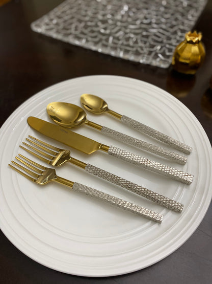 Vibhsa Designer Gold Stainless Steel Flatware Set of 20 PC