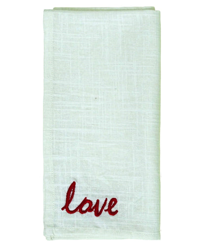 Vibhsa Cotton Table Napkins | Set of 4, Red Embroidery, 20"x20"