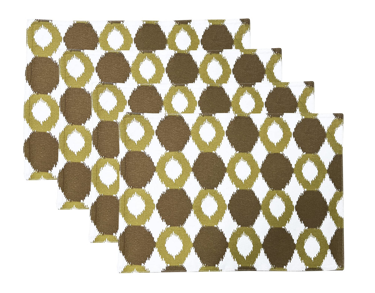 Fennco Styles Ikat Design 100% Cotton Cloth Napkins 20 x 20 Inch, Set of 4 - Chartreuse Dinner Napkins for Home Decor, Dining Table, Banquets and Special Occasion