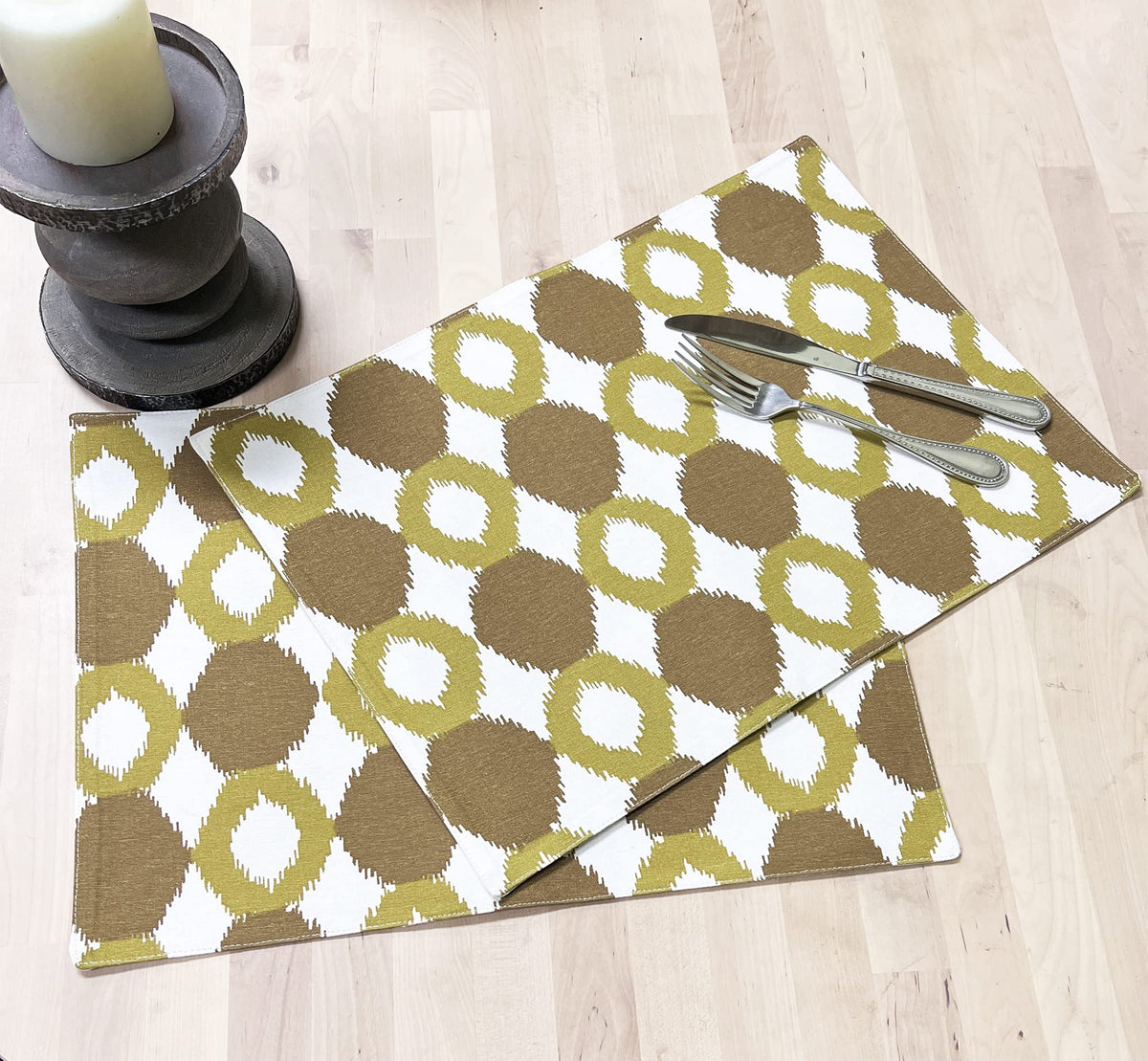 Fennco Styles Ikat Design 100% Cotton Cloth Napkins 20 x 20 Inch, Set of 4 - Chartreuse Dinner Napkins for Home Decor, Dining Table, Banquets and Special Occasion
