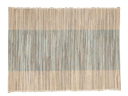 Fennco Styles Modern Water Hyacinth Banded Placemats 14 x 19 Inch, Set of 4 - Shimmering Table Mats for Home Décor, Dining Table, Banquets, Holiday and Special Events