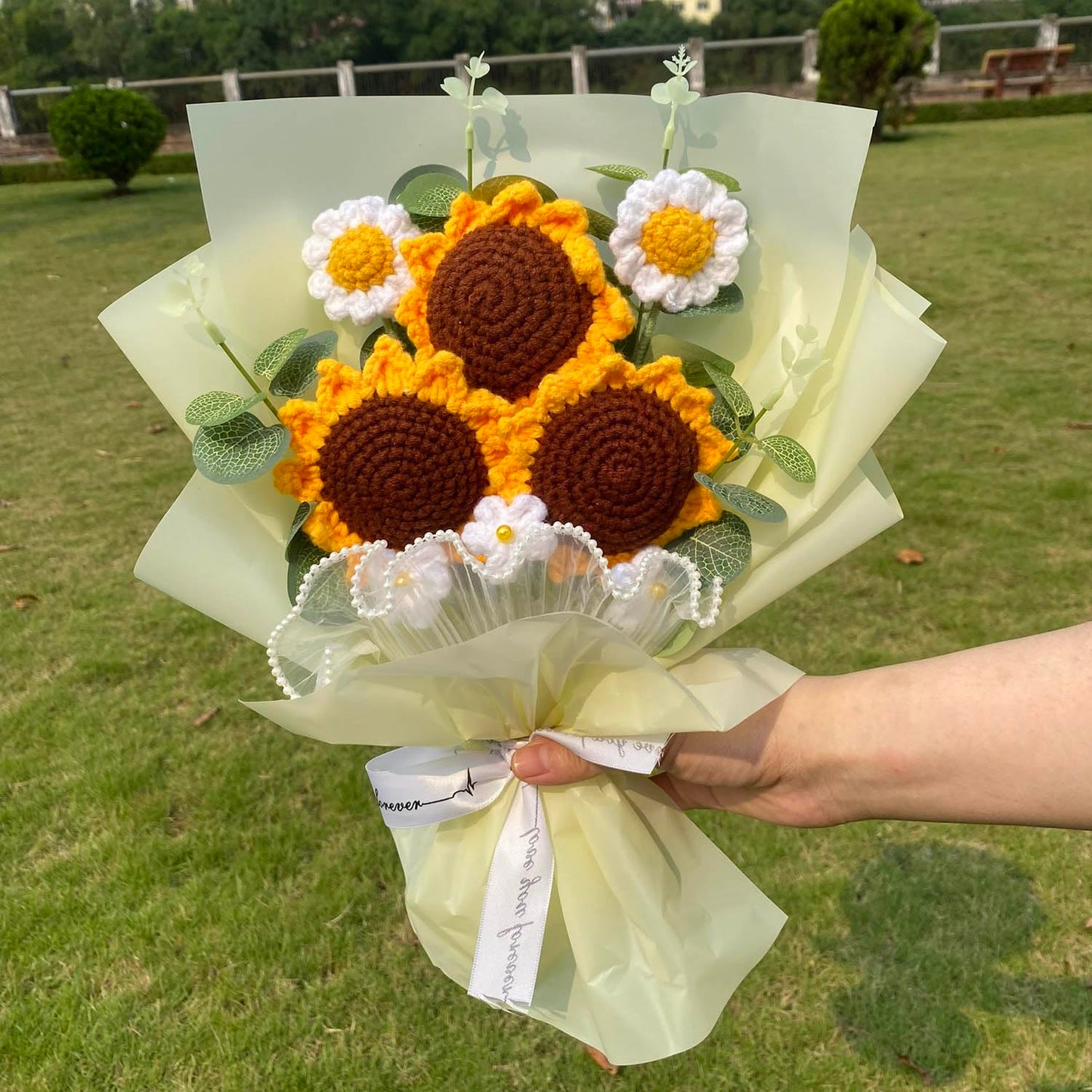 Completed Crochet Flowers Bouquet (Sunflowers)