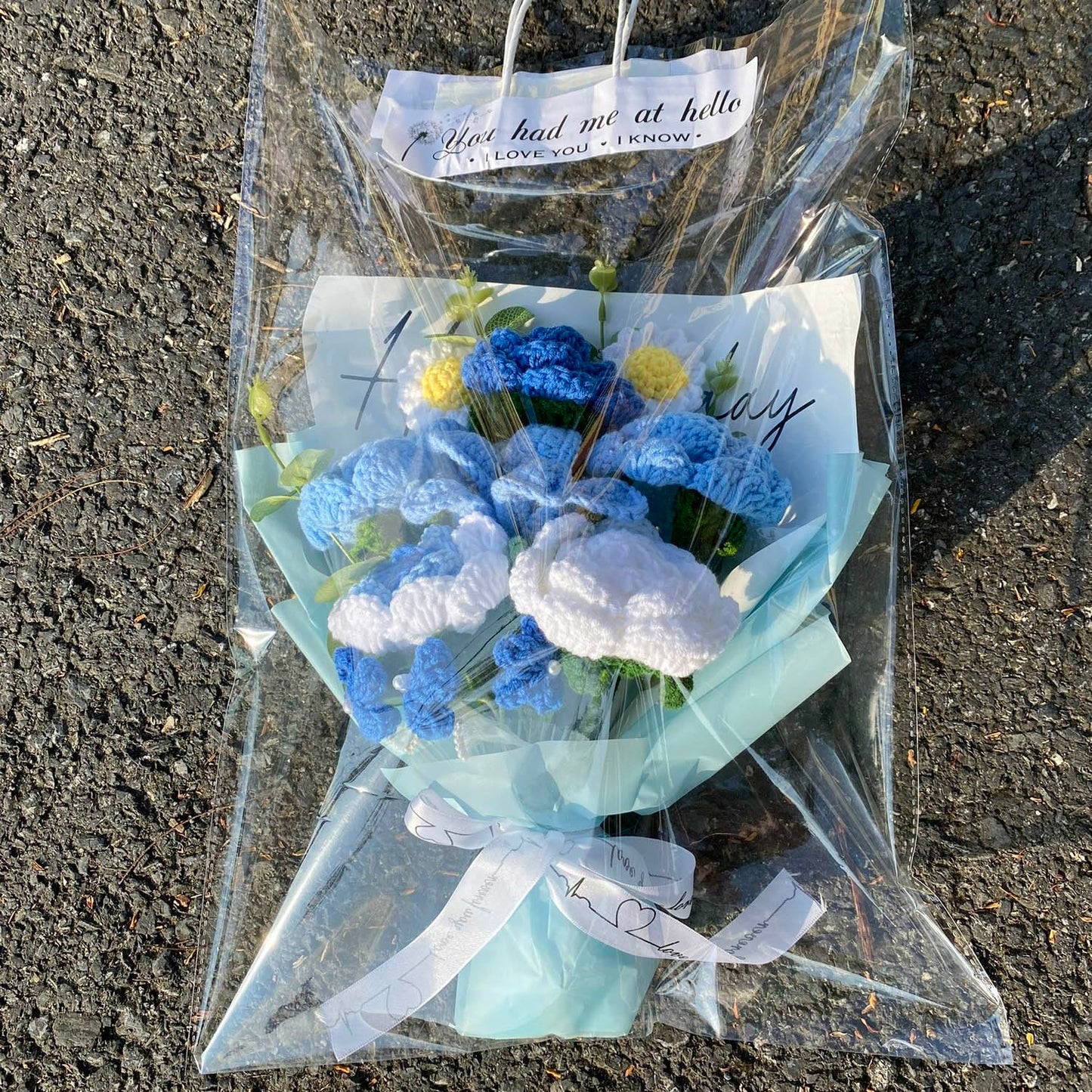 Completed Crochet Flowers Bouquet (Blue Rose)