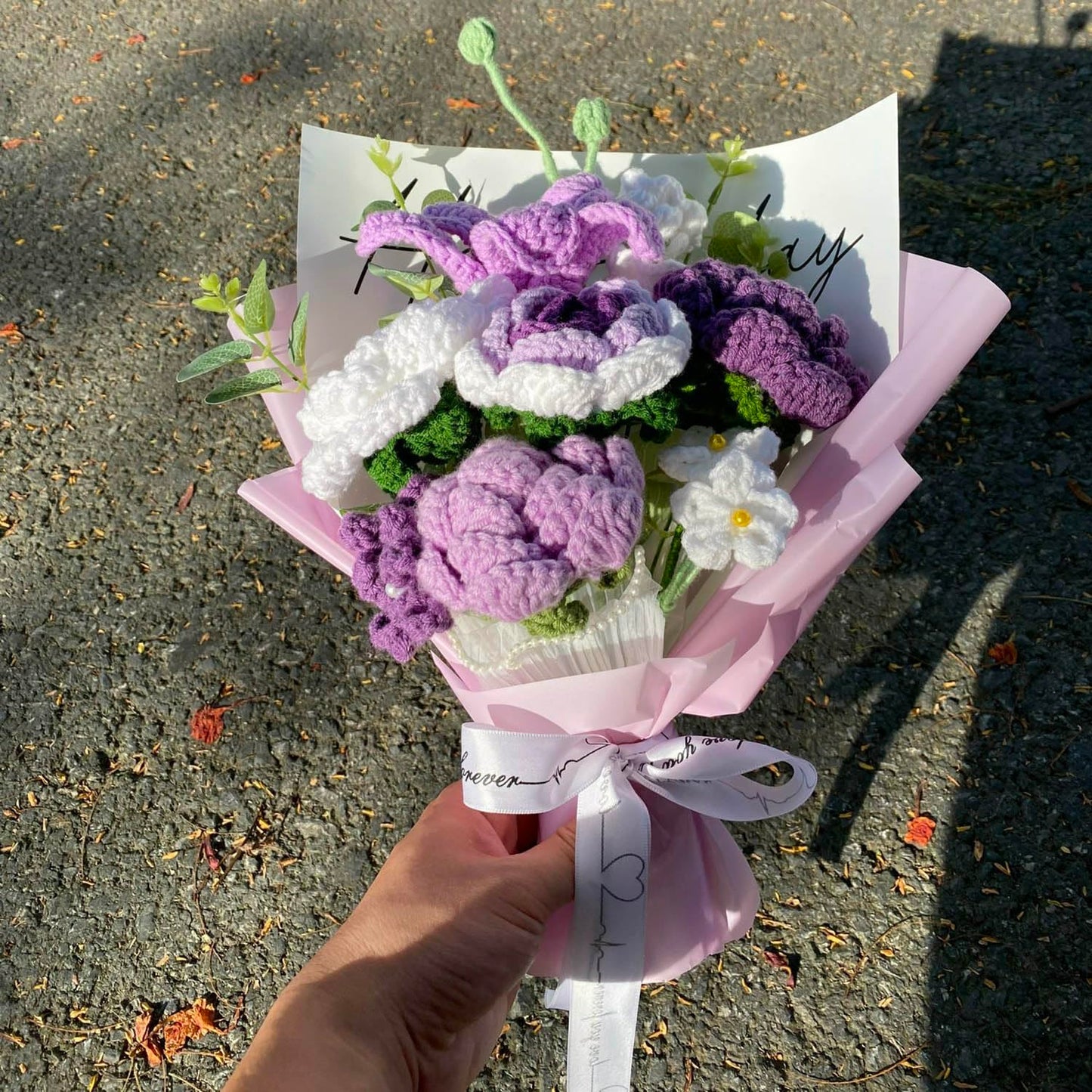 Completed Crochet Flowers Bouquet (Purple Tulip)