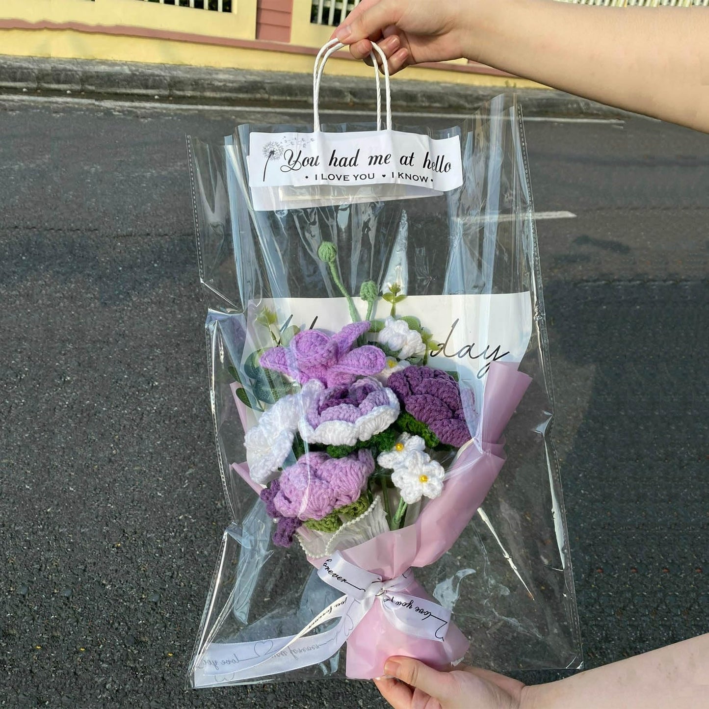 Completed Crochet Flowers Bouquet (Purple Tulip)