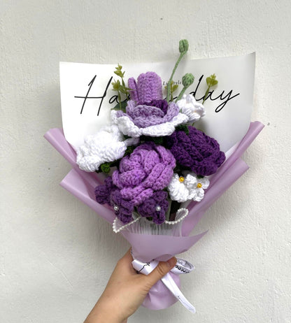 Completed Crochet Flowers Bouquet (Purple Tulip)
