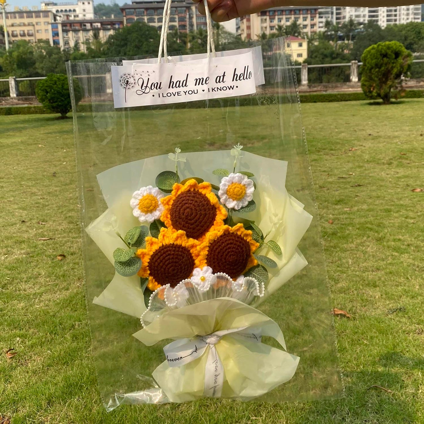 Completed Crochet Flowers Bouquet (Sunflowers)