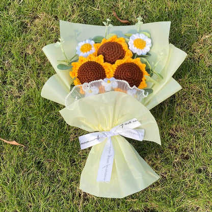 Completed Crochet Flowers Bouquet (Sunflowers)