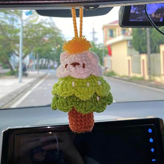 Crochet Car Accessories, Handmade Knitted Potted Plants Car (Christmas tree)