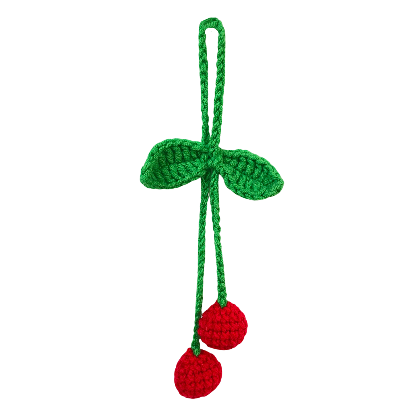 Crochet Car Accessories, Handmade Knitted Potted Plants Car (Red cherry)