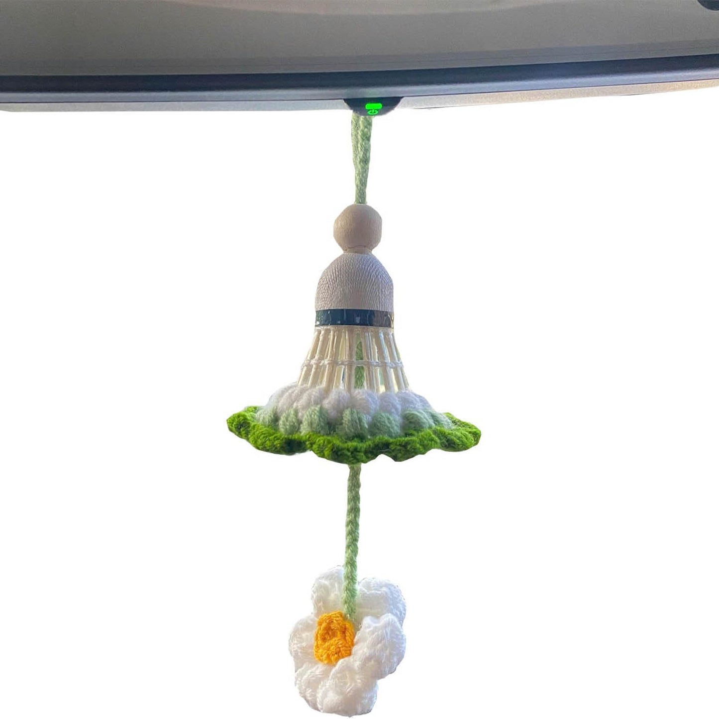 Crochet Car Accessories, Handmade Knitted Potted Plants Car (Princess shuttlecock)