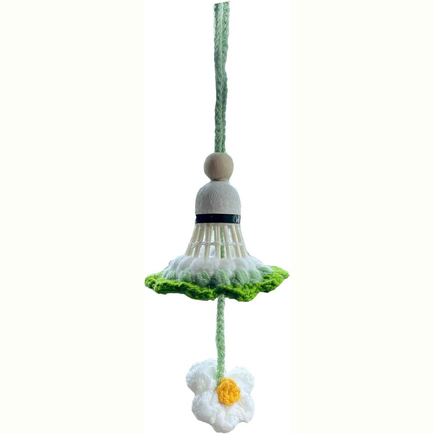 Crochet Car Accessories, Handmade Knitted Potted Plants Car (Princess shuttlecock)