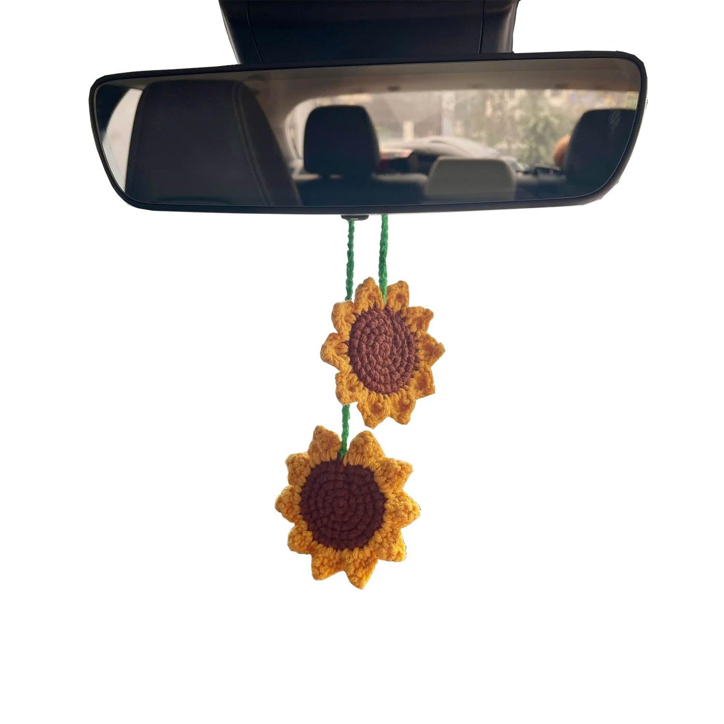 Crochet Car Accessories, Handmade Knitted Potted Plants Car (Sunflowers)