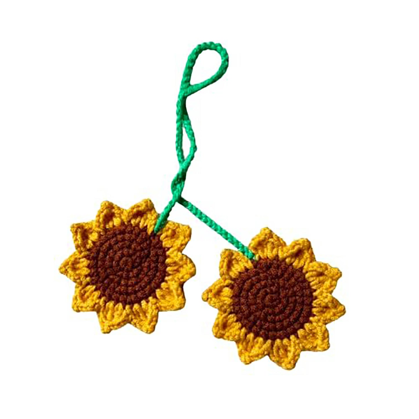 Crochet Car Accessories, Handmade Knitted Potted Plants Car (Sunflowers)