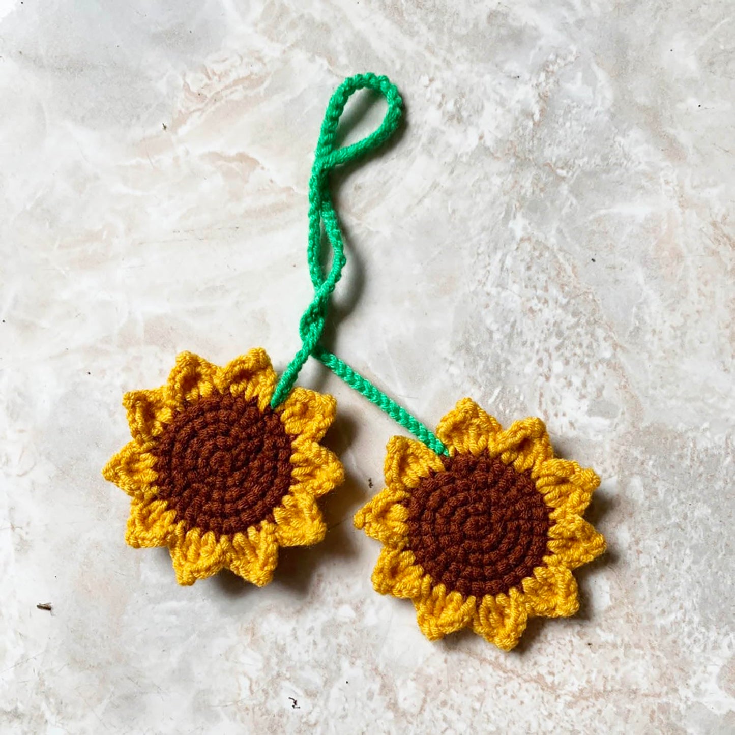 Crochet Car Accessories, Handmade Knitted Potted Plants Car (Sunflowers)