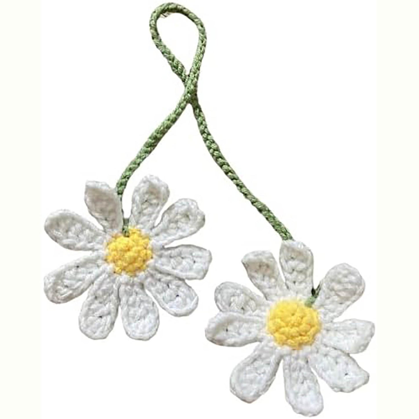 Crochet Car Accessories, Handmade Knitted Potted Plants Car (White Daisy)