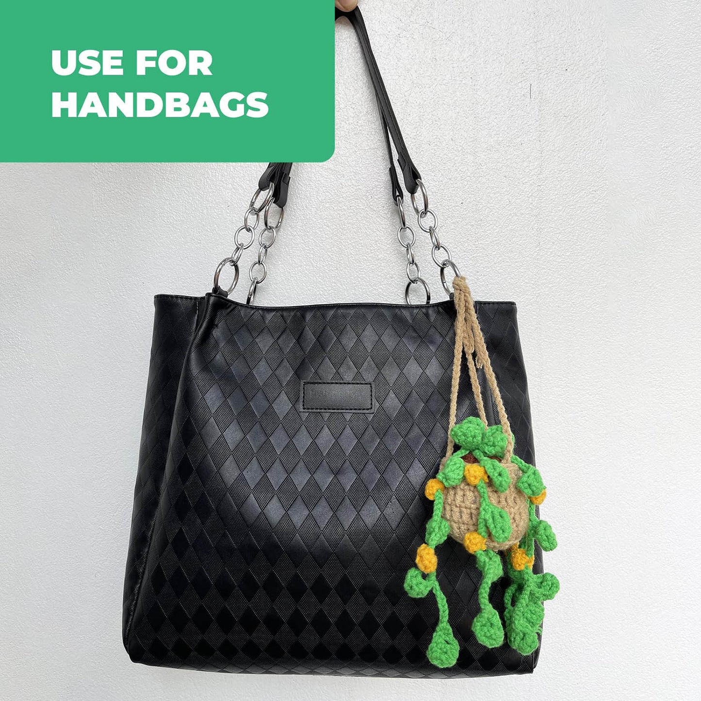 Crochet Hanging Plant For Car Ornament (Brown Yellow Crochet)