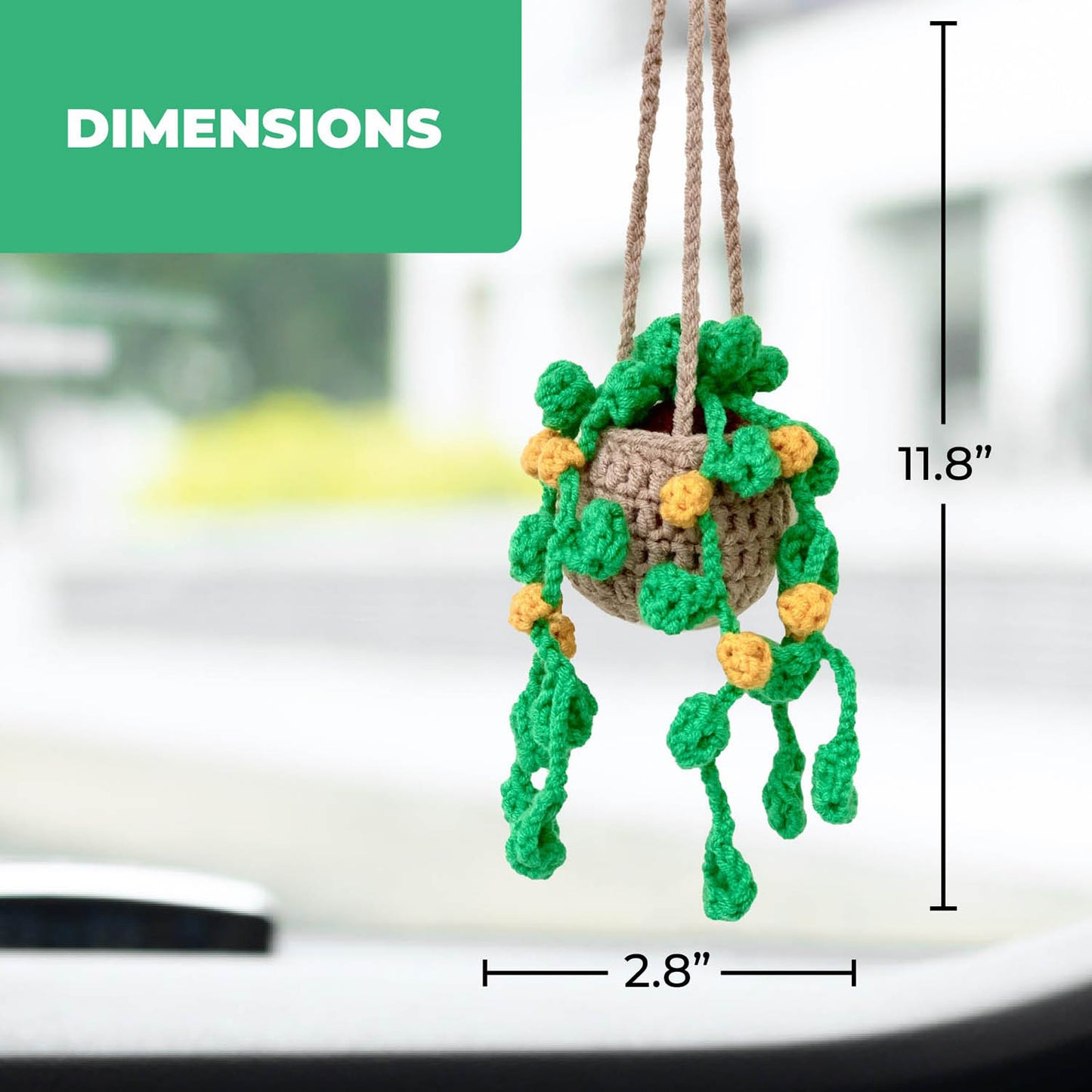 Crochet Hanging Plant For Car Ornament (Brown Yellow Crochet)