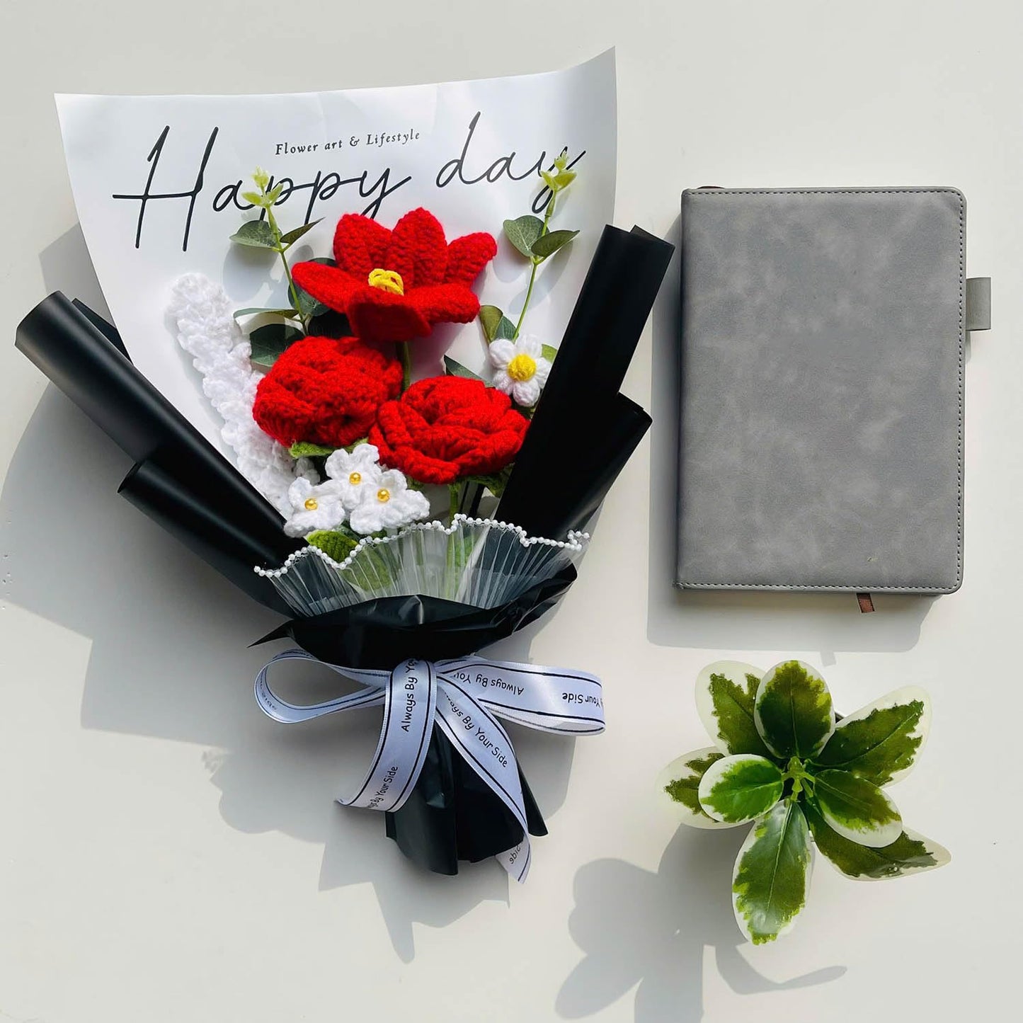 Handmade Crochet Flower Bouquet (Red Rose & Tulip)