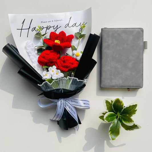 Handmade Crochet Flower Bouquet (Red Rose & Tulip)