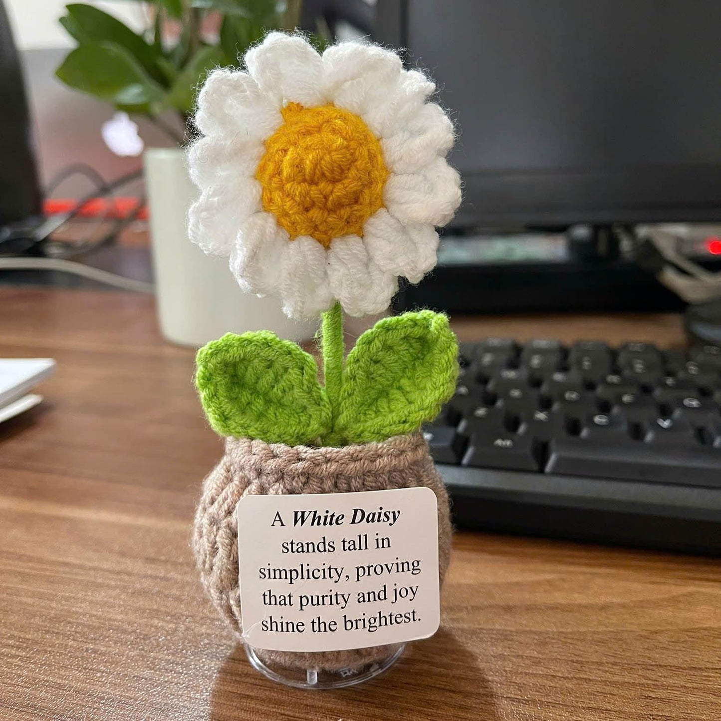 Handmade Crochet Flower with Support Card (Daisy)
