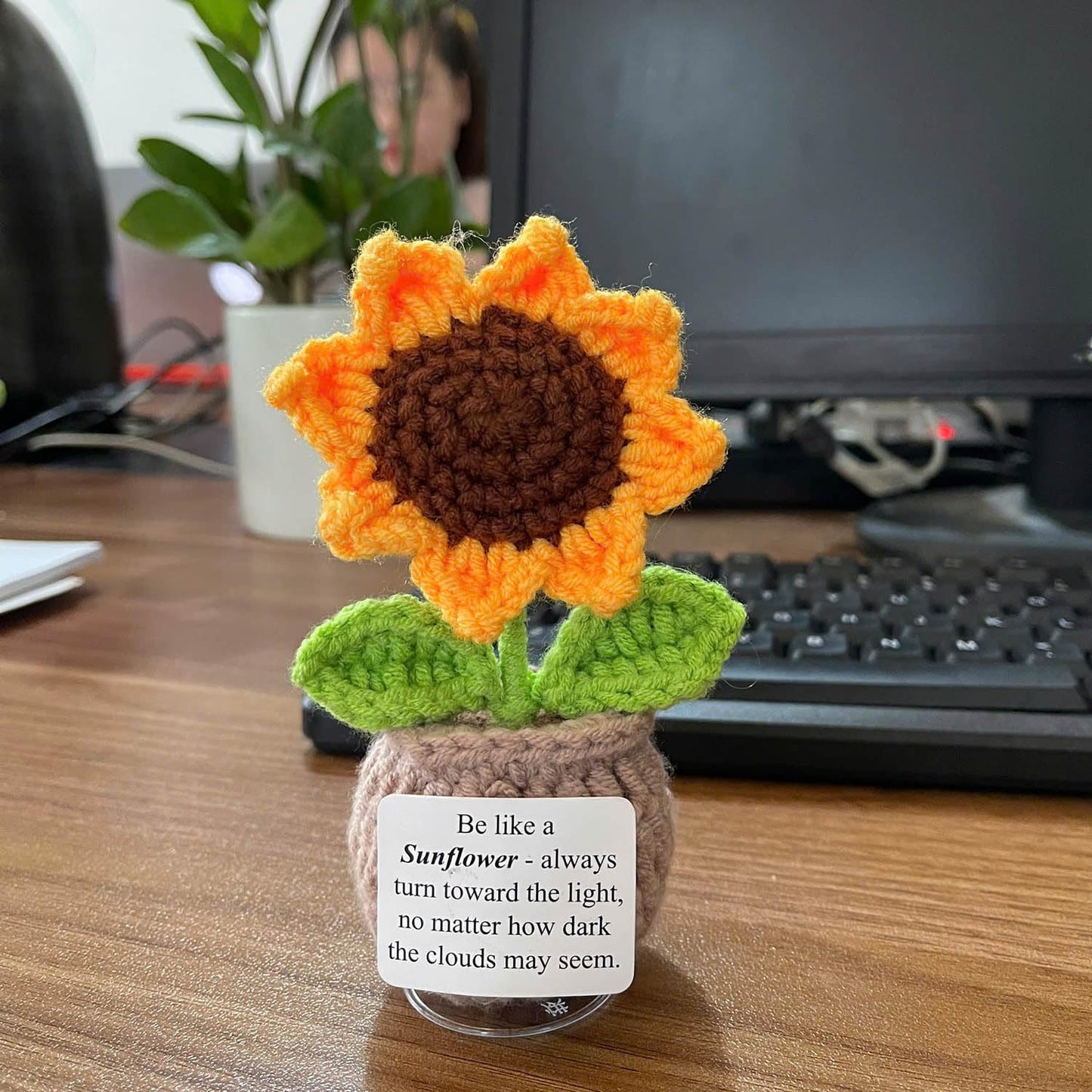 Handmade Crochet Flower with Support Card (Sunflower)