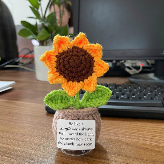 Handmade Crochet Flower with Support Card (Sunflower)
