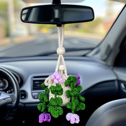 Handmade Crochet Hanging Essential Oil Diffuser Plant for Car Air Freshener (Clover)