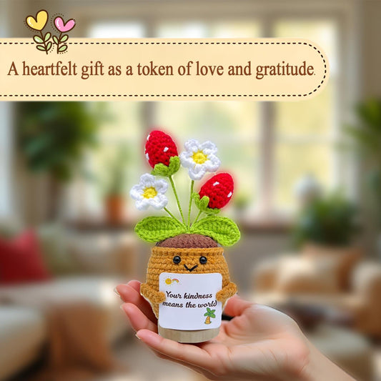 Handmade Crochet Positive Gifts for Women, Friend (Strawberry)