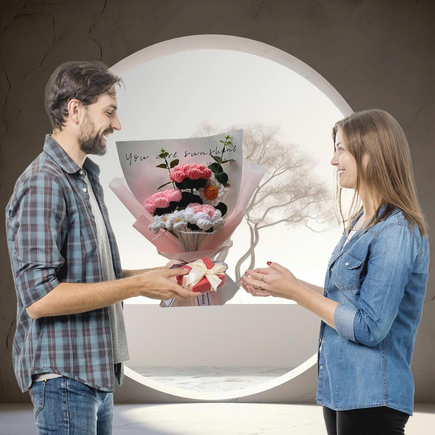 Handmade Crochet Flower Bouquet (Pink Crochet)