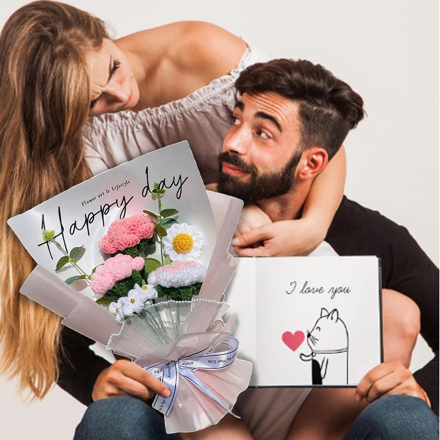 Handmade Crochet Flower Bouquet (Pink Crochet)