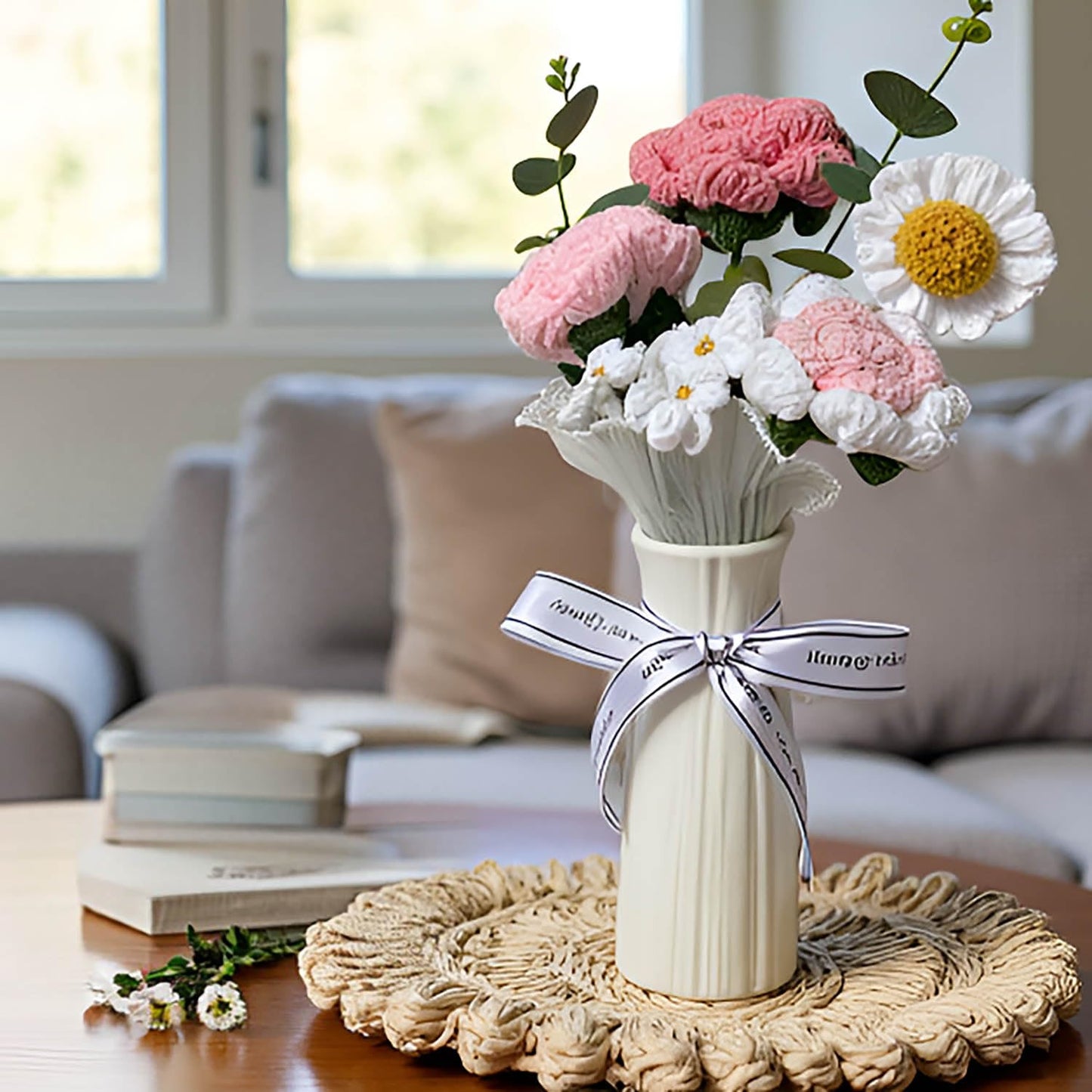 Handmade Crochet Flower Bouquet (Pink Crochet)