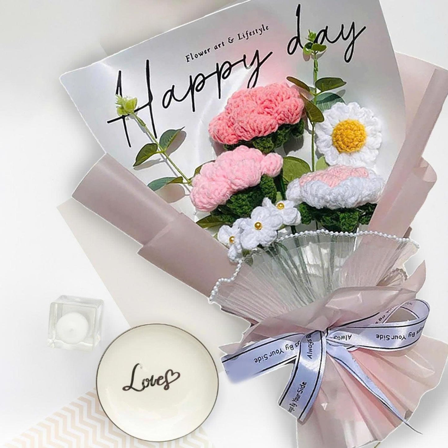 Handmade Crochet Flower Bouquet (Pink Crochet)