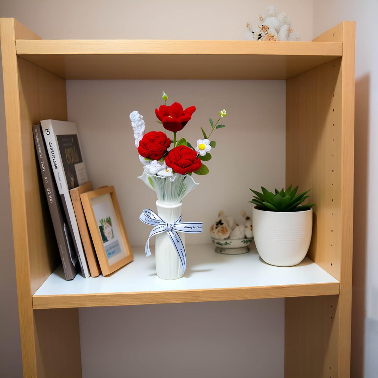Handmade Crochet Flower Bouquet (Red Rose & Tulip)
