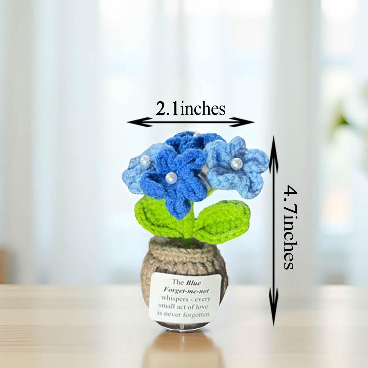 Handmade Crochet Flower with Support Card (Blue)