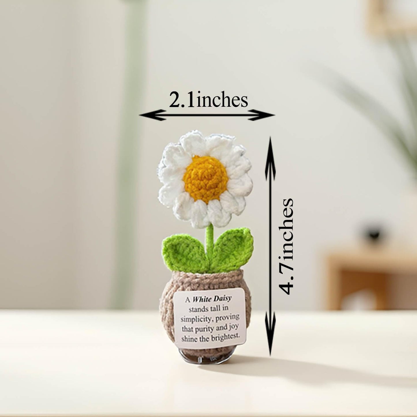 Handmade Crochet Flower with Support Card (Daisy)