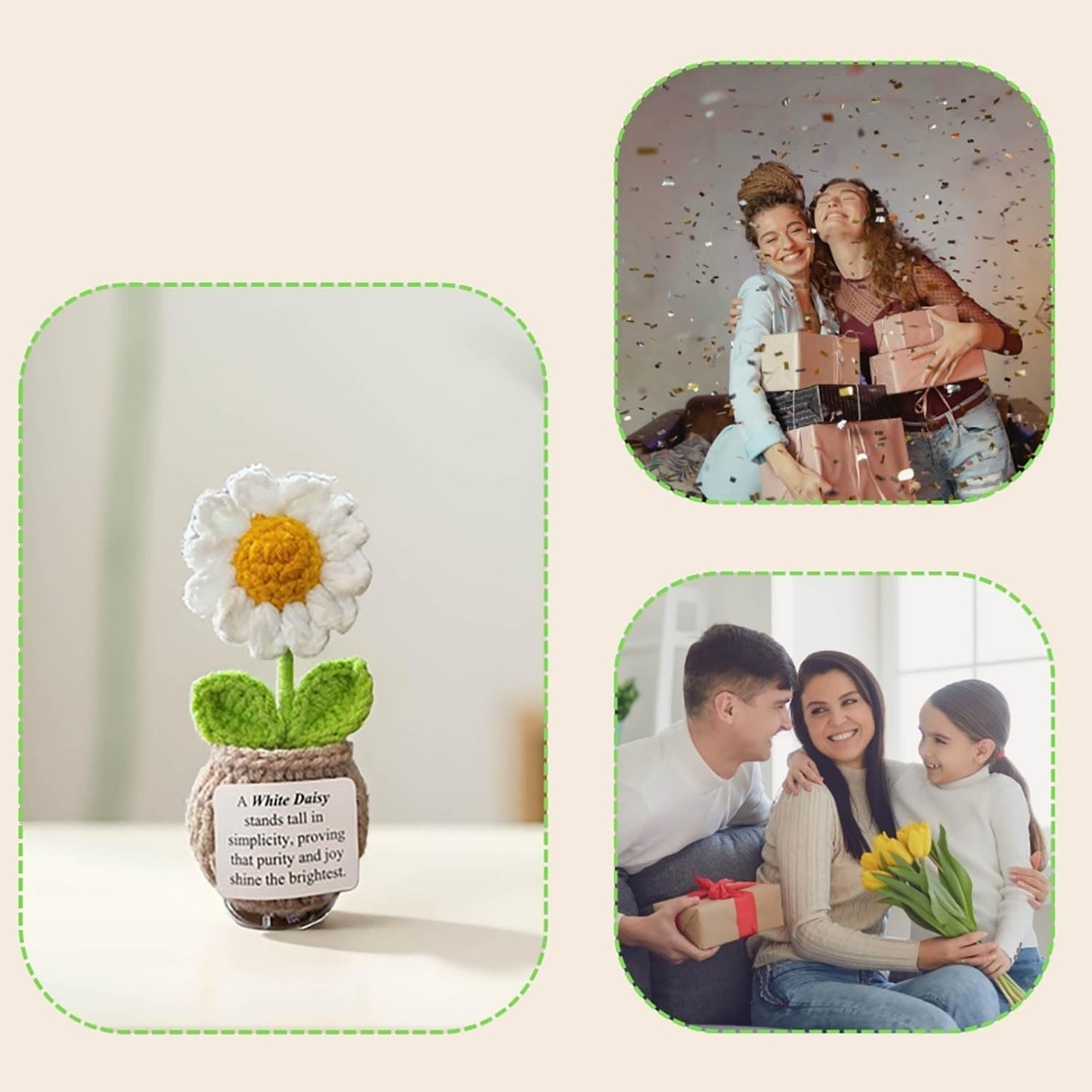 Handmade Crochet Flower with Support Card (Daisy)