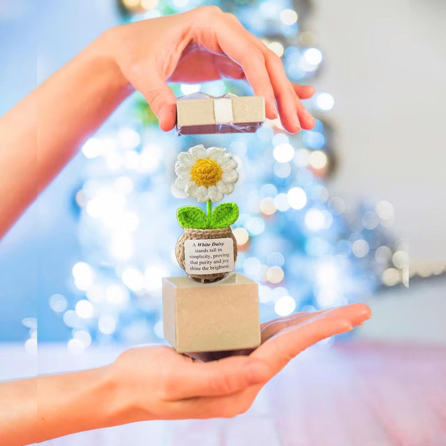 Handmade Crochet Flower with Support Card (Daisy)