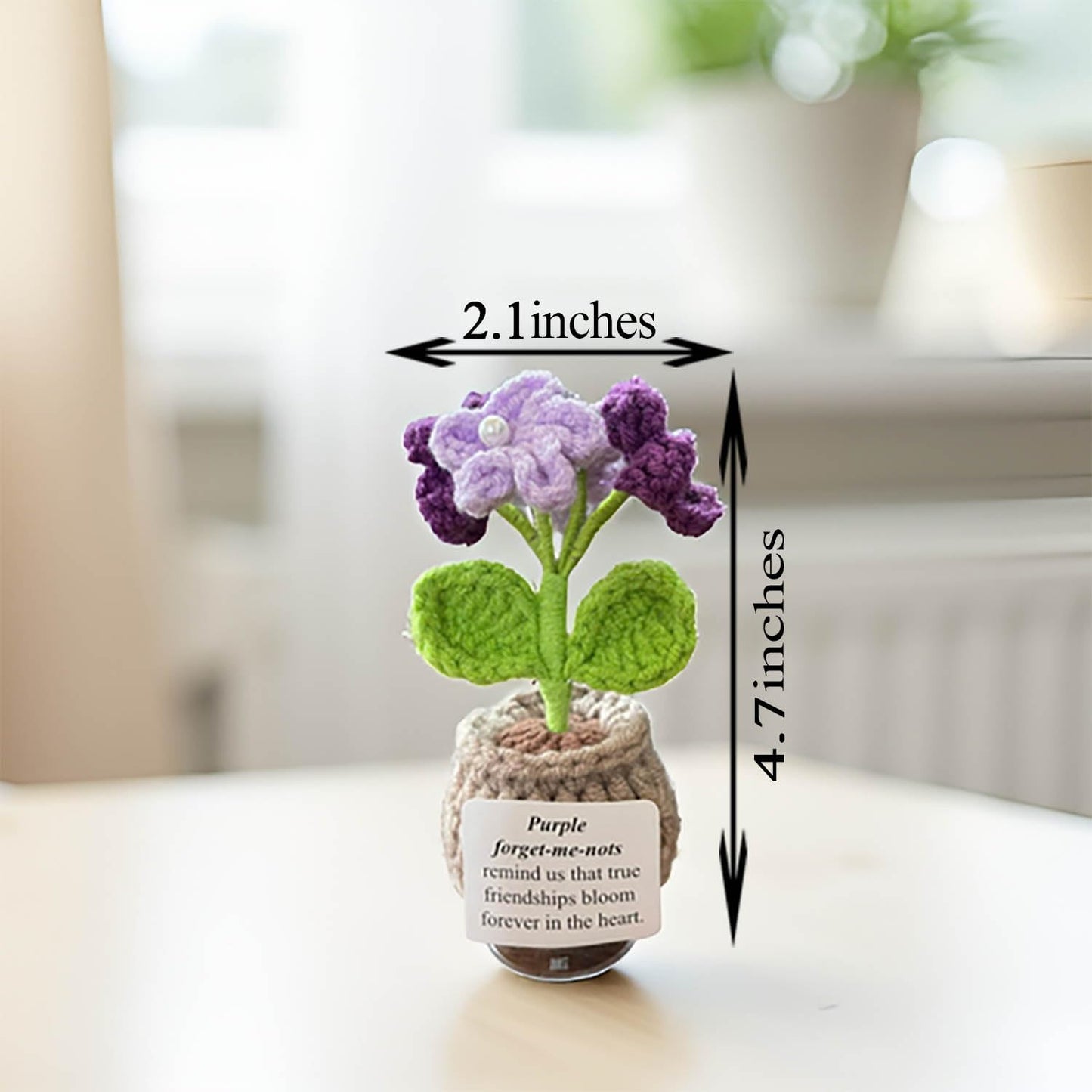 Handmade Crochet Flower with Support Card (Purple)