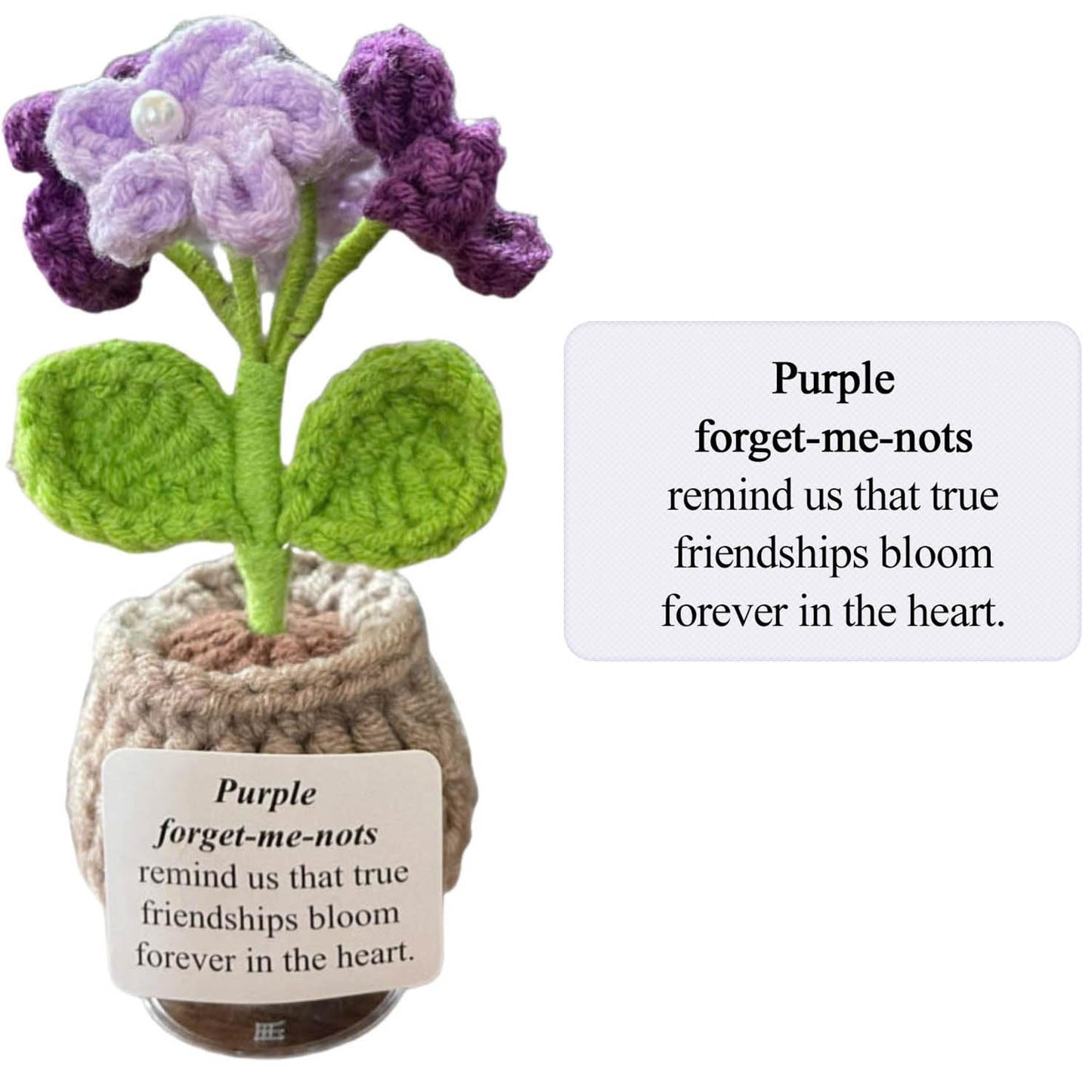 Handmade Crochet Flower with Support Card (Purple)