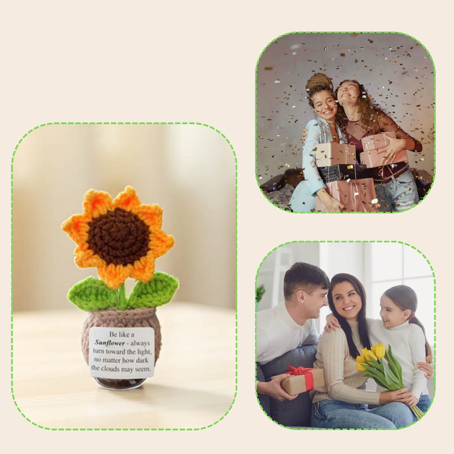 Handmade Crochet Flower with Support Card (Sunflower)