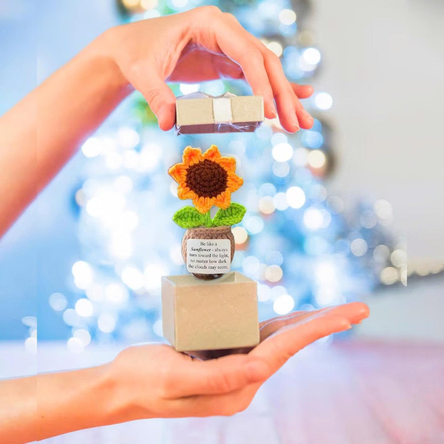 Handmade Crochet Flower with Support Card (Sunflower)