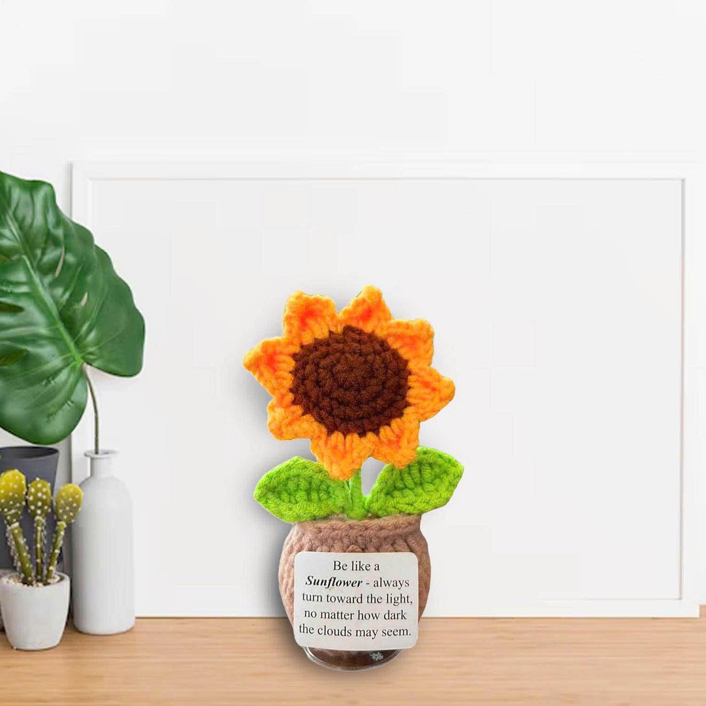 Handmade Crochet Flower with Support Card (Sunflower)