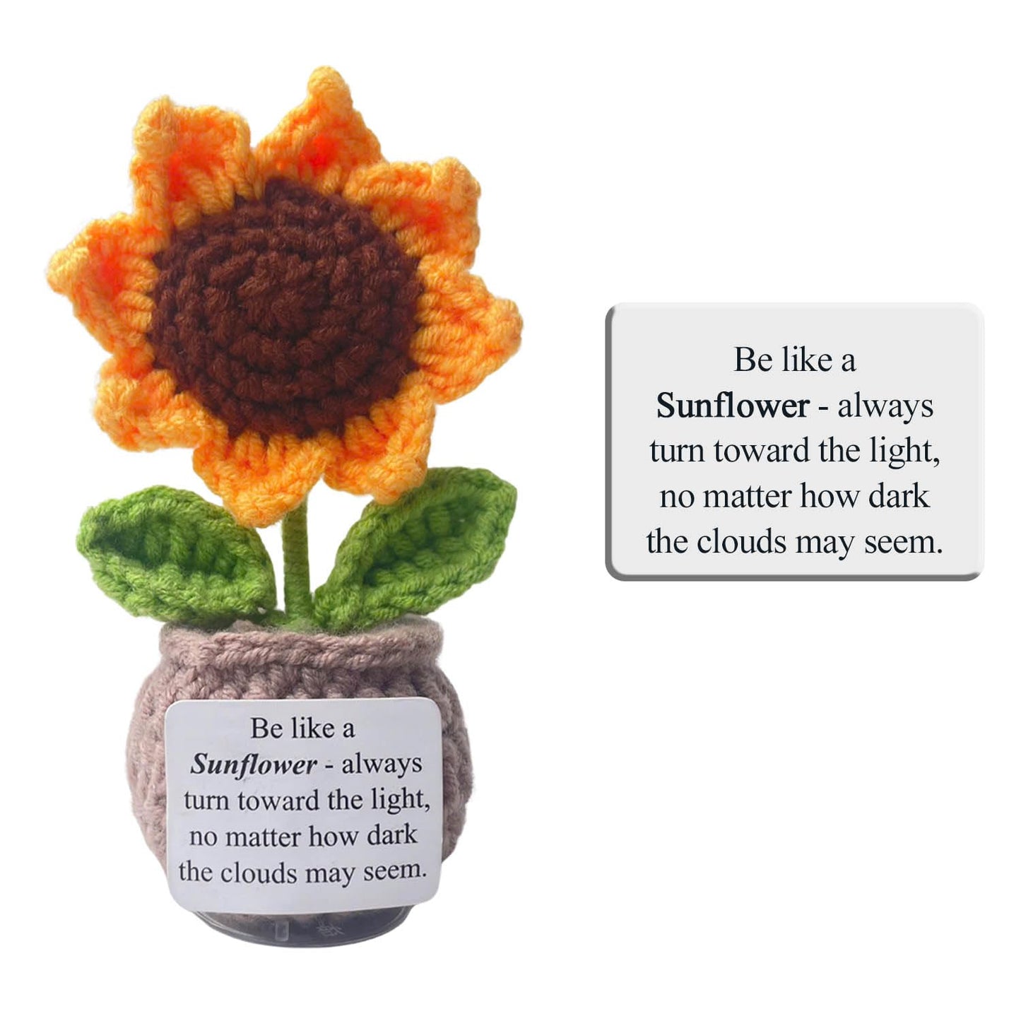 Handmade Crochet Flower with Support Card (Sunflower)