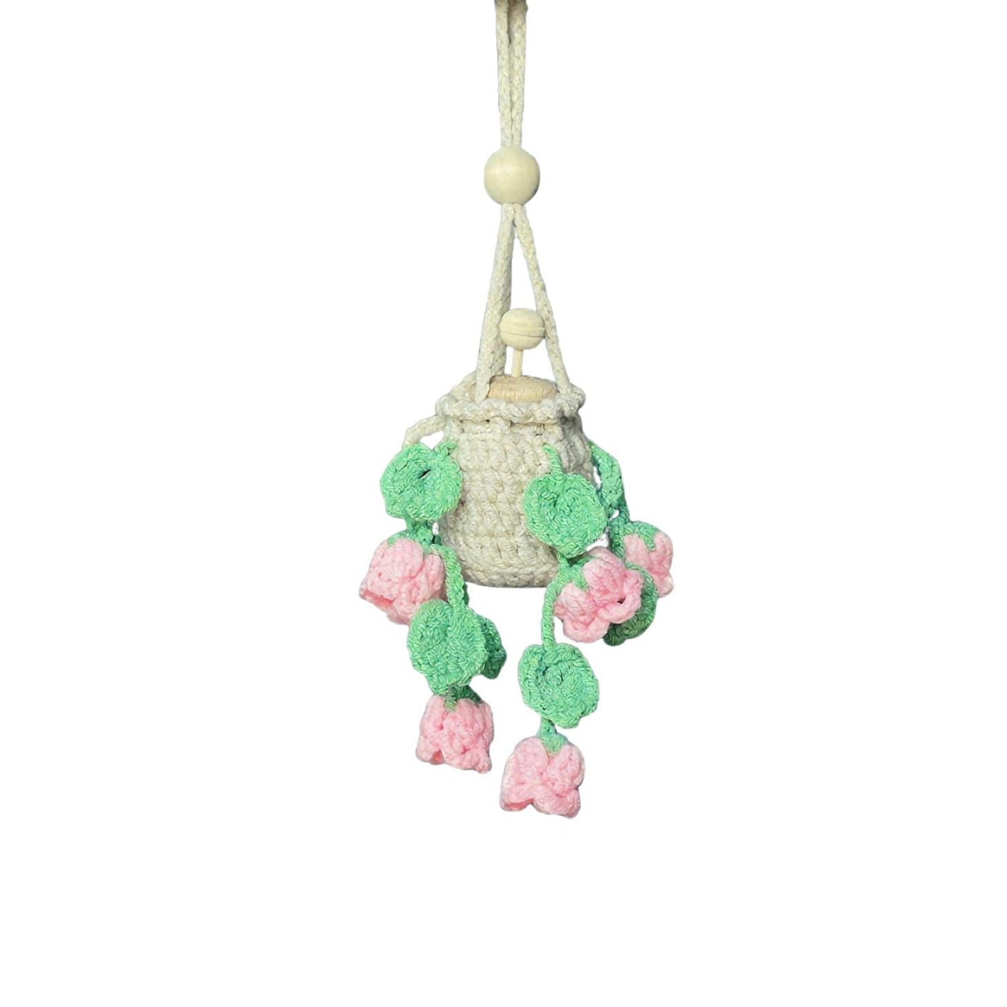 Handmade Crochet Hanging Essential Oil Diffuser Plant for Car Air Freshener (Bellflower)