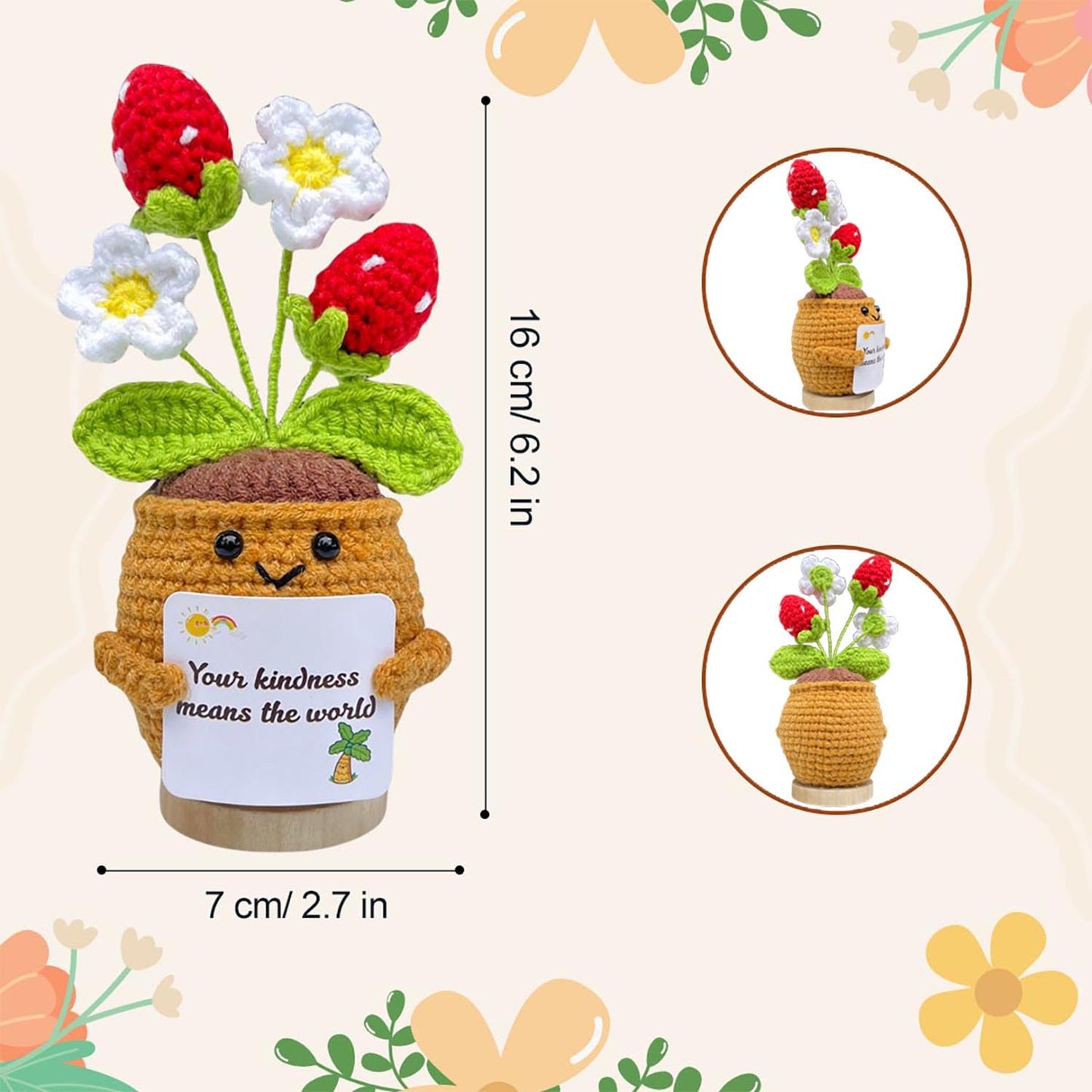 Handmade Crochet Positive Gifts for Women, Friend (Strawberry)