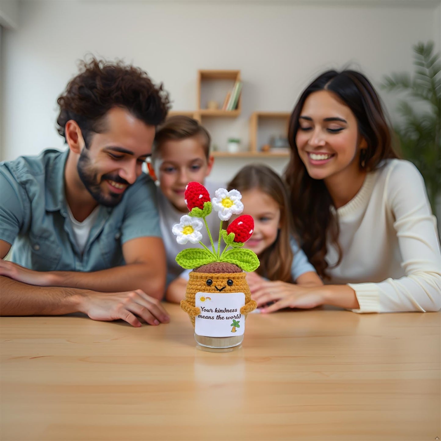 Handmade Crochet Positive Gifts for Women, Friend (Strawberry)